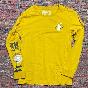Dutch Bros Coffee Mustard Long Sleeve Graphic Tee Kids Large Women's‎ Small EUC